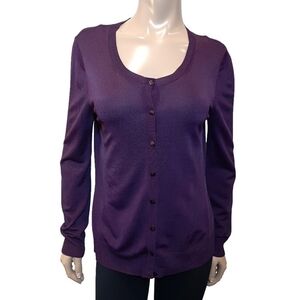 PLANET Buttoned Cardigan Scoop Neck Long Sleeve Purple Knit Womens Size Medium